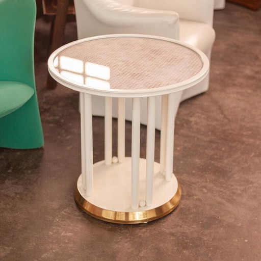 Table chauve-souris vintage en verre blanc et laiton par Josef Hoffmann pour Wittmann, 1980