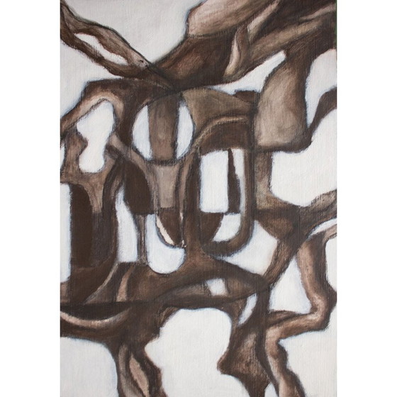 Image 1 of Peinture à l'huile vintage de Chiru Chakravarty, 1990