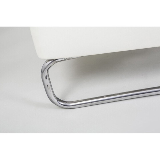 Image 1 of Fauteuil vintage en cuir blanc, années 1930