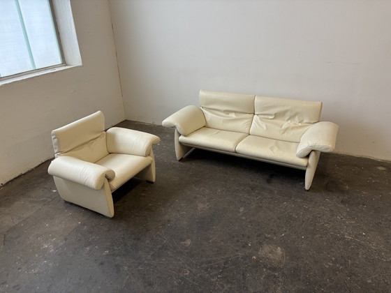 Image 1 of De Sede Ds-10 Canapé en cuir Avec fauteuil en cuir Beige