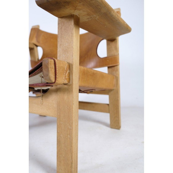 Image 1 of Fauteuil espagnol vintage modèle Bm2226 en bois de chêne et cuir patiné par Børge Mogensen, 1958