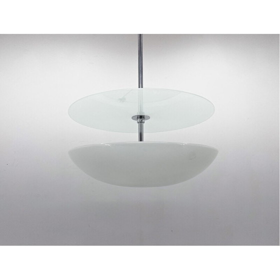 Image 1 of Lustre vintage en verre et chrome