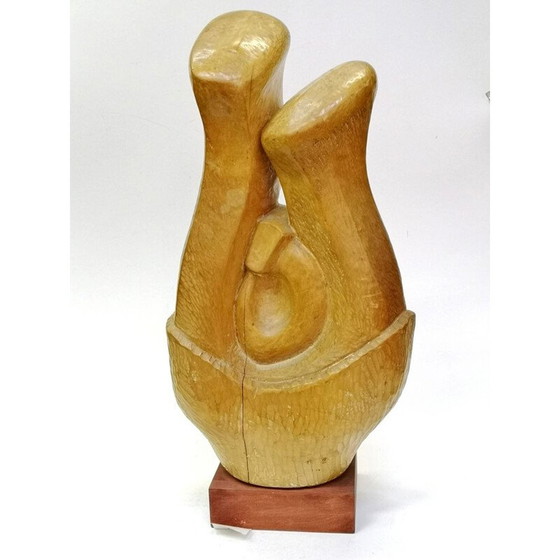 Image 1 of Sculpture abstraite vintage en bois sculptée à la main par Feldman, 1970
