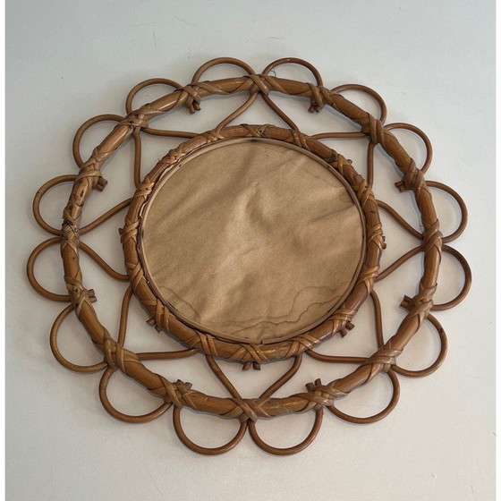 Image 1 of Miroir en rotin vintage, 1970