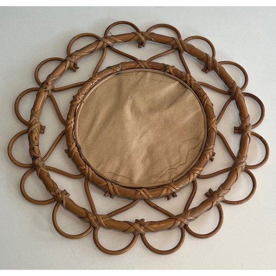 Image 1 of Miroir en rotin vintage, 1970