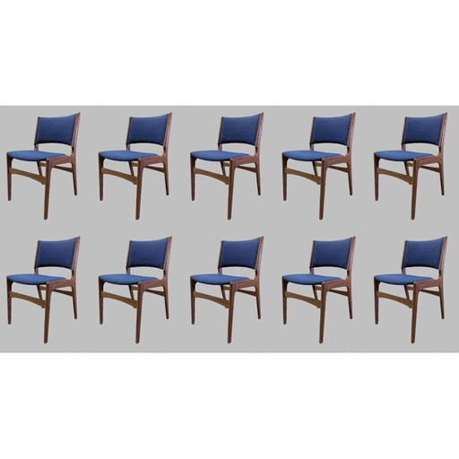Ensemble de 10 chaises de salle à manger vintage en teck par Erik Buch
