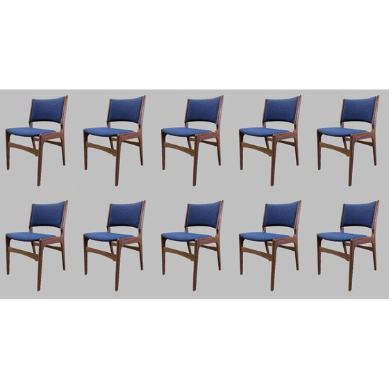 Image 1 of Ensemble de 10 chaises de salle à manger vintage en teck par Erik Buch
