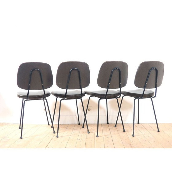 Image 1 of Ensemble de 4 chaises kaki vintage 1960