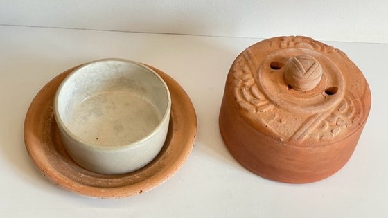 Image 1 of Beurrier Terre Cuite Art Nouveau France