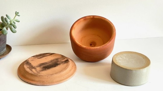 Image 1 of Beurrier Terre Cuite Art Nouveau France