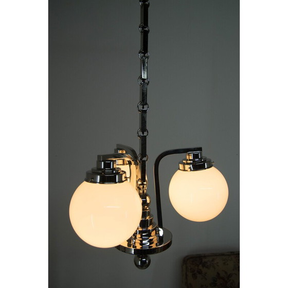 Image 1 of Lustre vintage art déco à 3 flammes, 1920