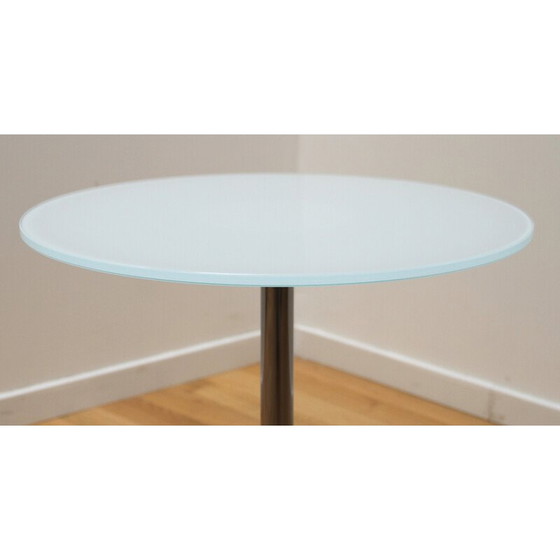 Image 1 of Guéridon vintage en métal chromé et plastique blanc par Obil Pillar pour Materia
