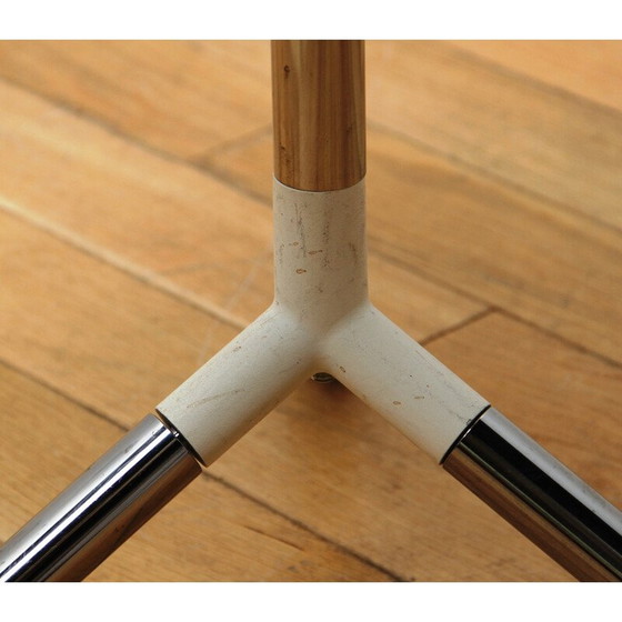 Image 1 of Guéridon vintage en métal chromé et plastique blanc par Obil Pillar pour Materia