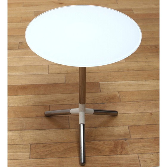 Image 1 of Guéridon vintage en métal chromé et plastique blanc par Obil Pillar pour Materia