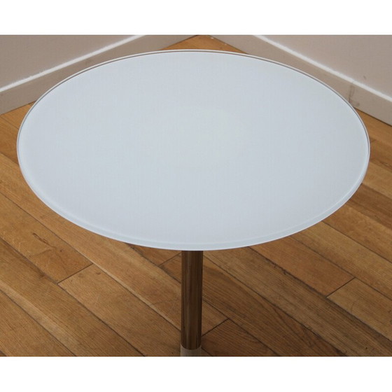 Image 1 of Guéridon vintage en métal chromé et plastique blanc par Obil Pillar pour Materia