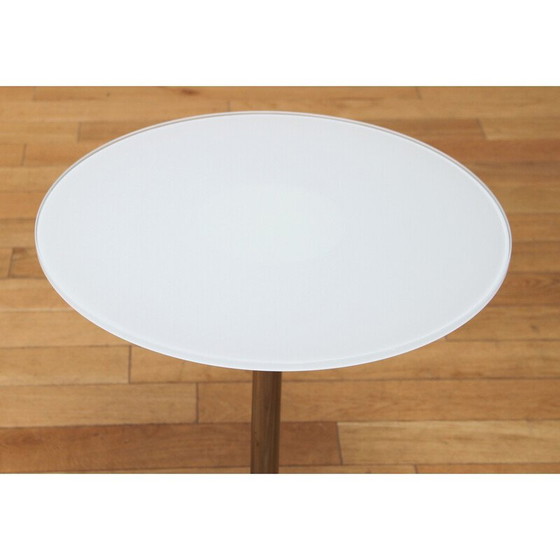 Image 1 of Guéridon vintage en métal chromé et plastique blanc par Obil Pillar pour Materia