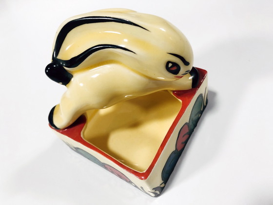Image 1 of Cendrier Lapin • Vide Poche • Faïence • Art Déco • Ditmar Urbach • 1930