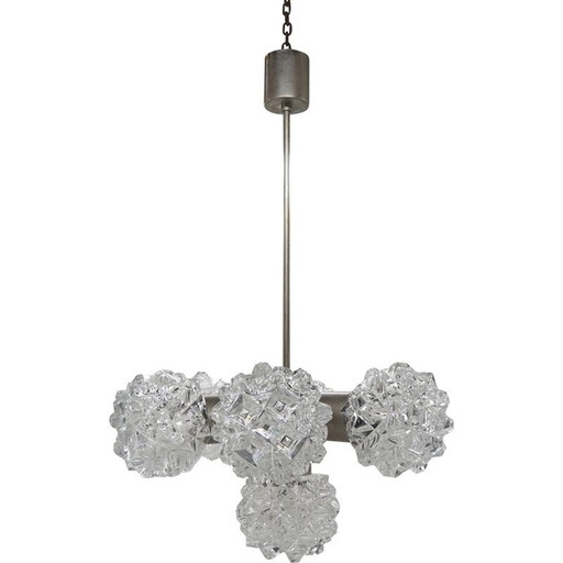 Lustre en verre vintage de Kamenicky Senov, Tchécoslovaquie 1970