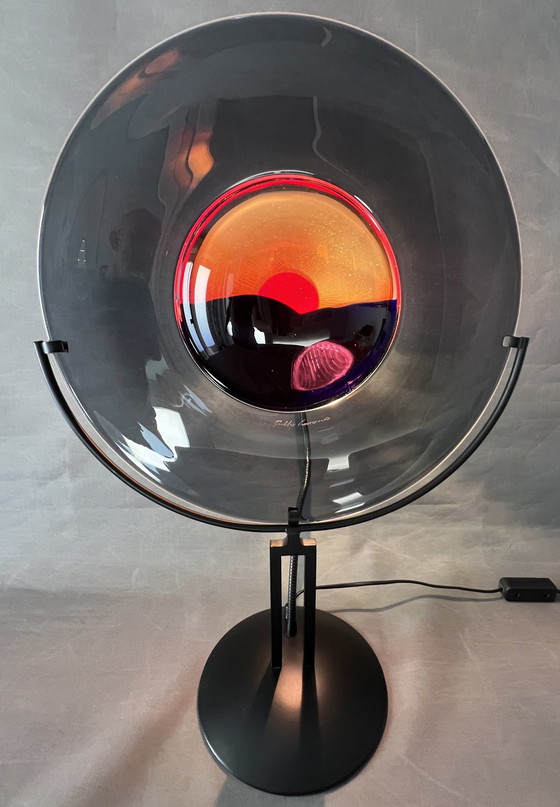 Image 1 of Lampe Murano Sunset, disque créé et signé par Elio Raffaeli et Robert Cammozzo