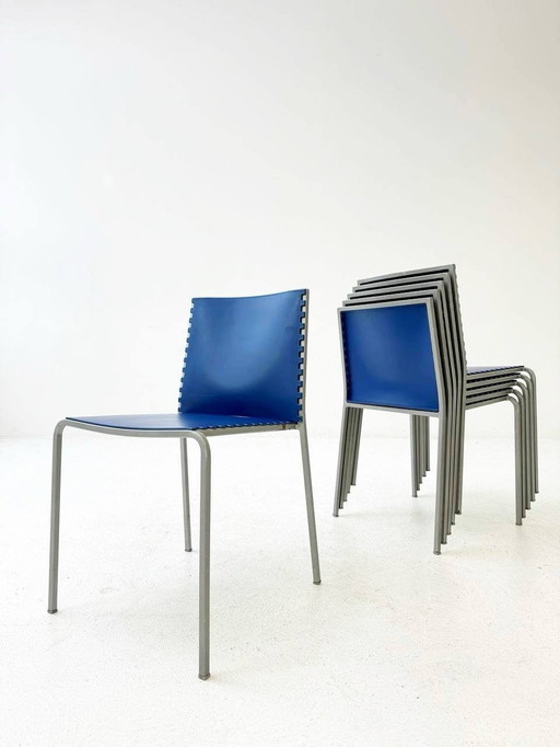 6 Chaises empilables italiennes Zip De Marco Maran Pour Desalto, années 1980