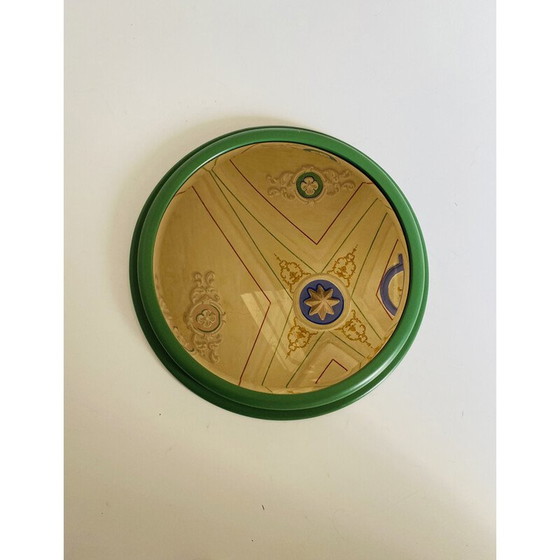 Image 1 of Miroir rond vintage avec cadre en bois vert, Italie, années 1960
