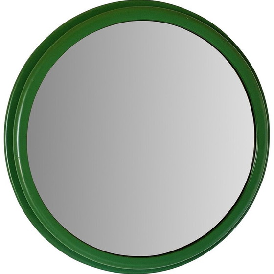 Image 1 of Miroir rond vintage avec cadre en bois vert, Italie, années 1960