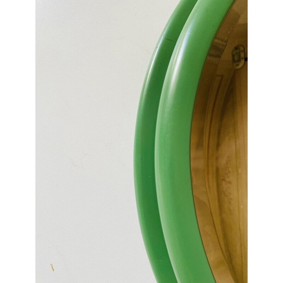 Image 1 of Miroir rond vintage avec cadre en bois vert, Italie, années 1960