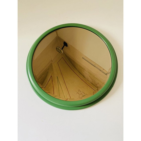 Image 1 of Miroir rond vintage avec cadre en bois vert, Italie, années 1960