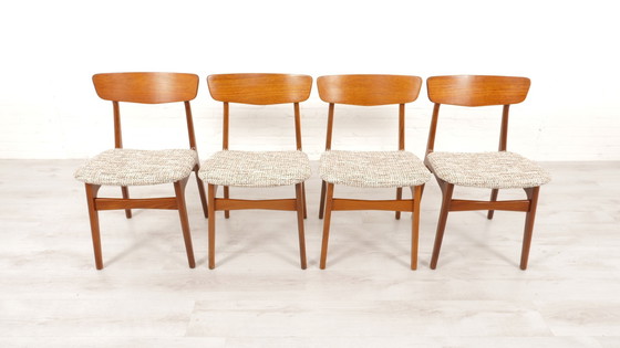 Image 1 of 4 X Chaises de salle à manger | Schiønning & Elgaard | Teck | Reupholstered