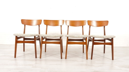 4 X Chaises de salle à manger | Schiønning & Elgaard | Teck | Reupholstered