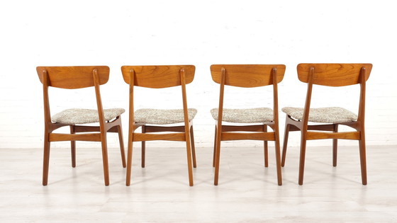 Image 1 of 4 X Chaises de salle à manger | Schiønning & Elgaard | Teck | Reupholstered