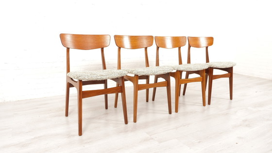 Image 1 of 4 X Chaises de salle à manger | Schiønning & Elgaard | Teck | Reupholstered