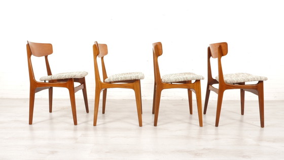 Image 1 of 4 X Chaises de salle à manger | Schiønning & Elgaard | Teck | Reupholstered