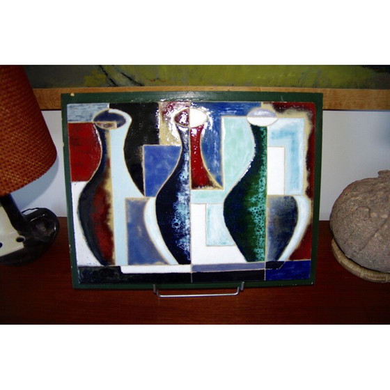Image 1 of Panneau de céramique cubiste vintage, 1977