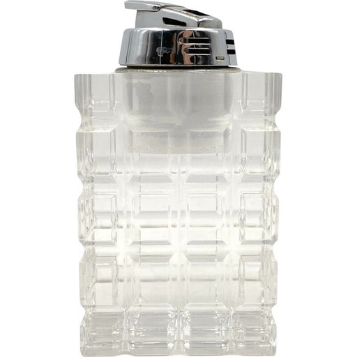 Briquet de table vintage en lucite claire, Italie 1970