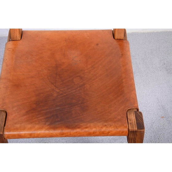 Image 1 of Chaise vintage S24 en orme massif et cuir par Pierre Chapo, 1967