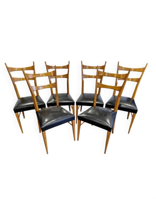 Suite De 6 Chaises De Design Italien, Des Années 1960. 
