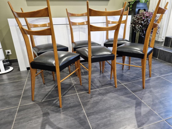 Image 1 of Suite De 6 Chaises De Design Italien, Des Années 1960. 
