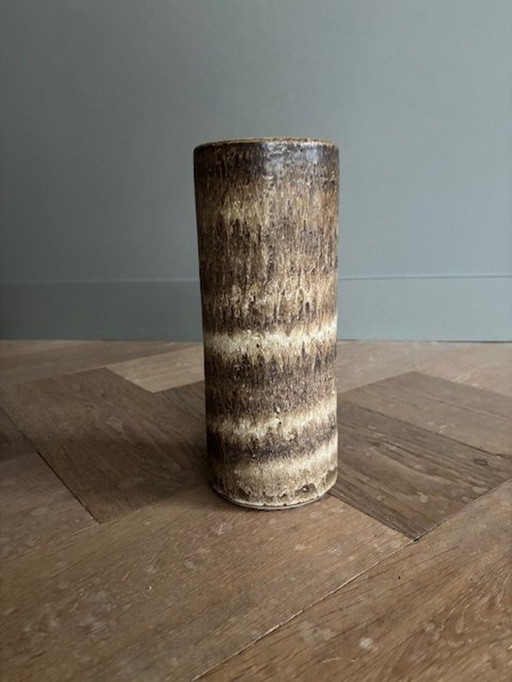 Vase en céramique chiné naturel/brun 60s/70s