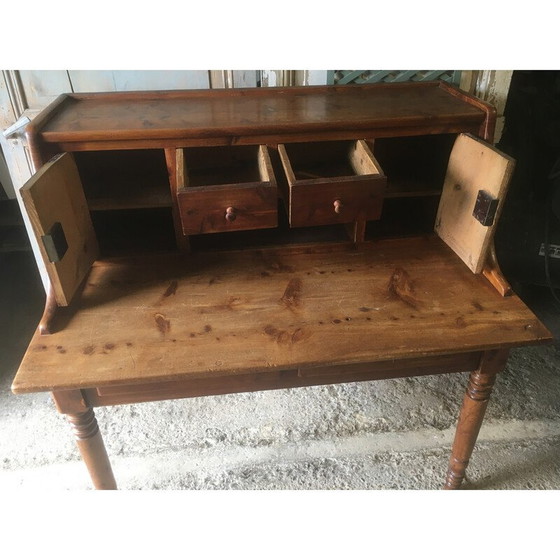 Image 1 of Bureau vintage en pin à étages