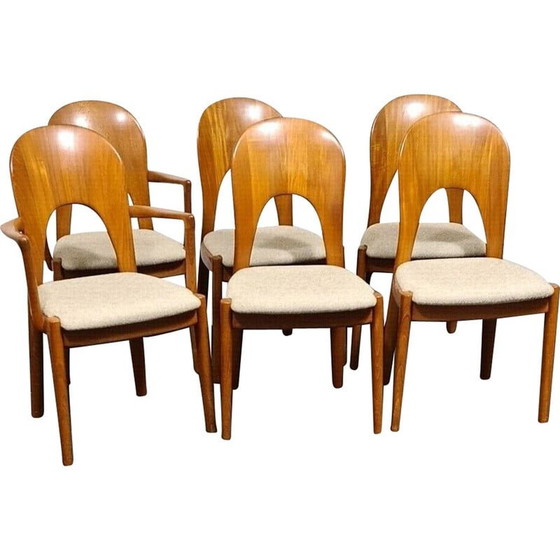 Image 1 of Ensemble de 6 chaises de salle à manger vintage en teck par Niels Koefoed pour Hornslet, Danemark