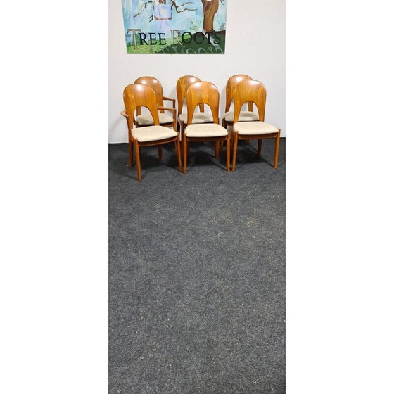 Image 1 of Ensemble de 6 chaises de salle à manger vintage en teck par Niels Koefoed pour Hornslet, Danemark