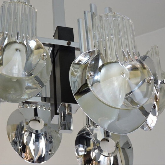 Image 1 of Lustre vintage en métal chromé d'Oscar Torlasco, 1970