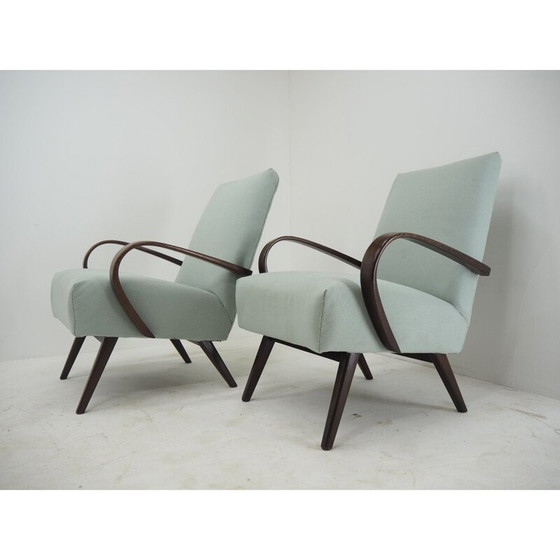 Image 1 of Paire de fauteuils TonThonet en hêtre gris, Tchécoslovaquie années 1960