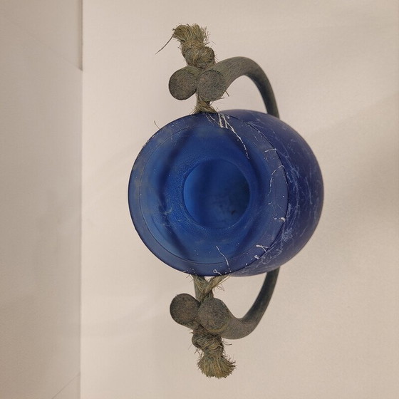 Image 1 of Vase vintage en verre et bois, France