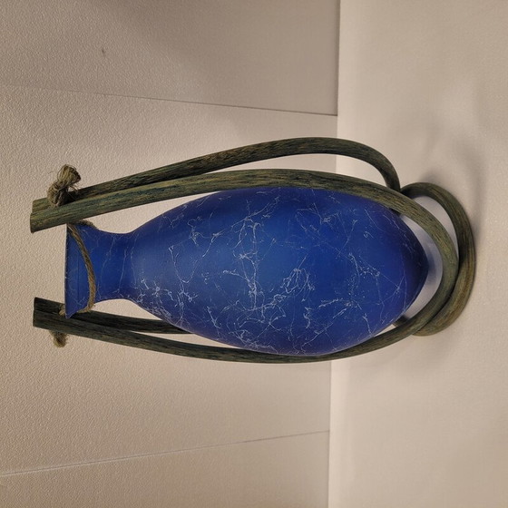 Image 1 of Vase vintage en verre et bois, France