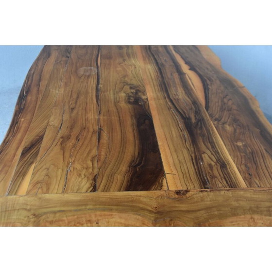 Image 1 of Table vintage brutaliste en bois d'olivier, 1960-1970