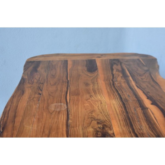 Image 1 of Table vintage brutaliste en bois d'olivier, 1960-1970