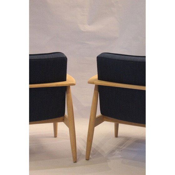 Image 1 of Fauteuils vintage en tissu bleu de M. Zieliński, 1960