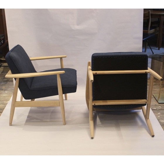 Image 1 of Fauteuils vintage en tissu bleu de M. Zieliński, 1960